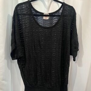 Two Hearts Maternity Black Short-sleeve Open Knit Sweater